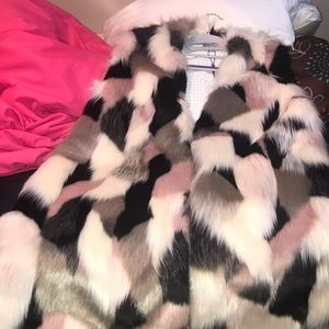 JOSEPH A MULTICOLOR FAUX FUR VEST